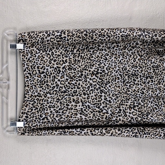 Chico's Tan Multicolored Leopard Print Asymmetrical Waist Pleated Midi Skirt - Picture 2 of 12